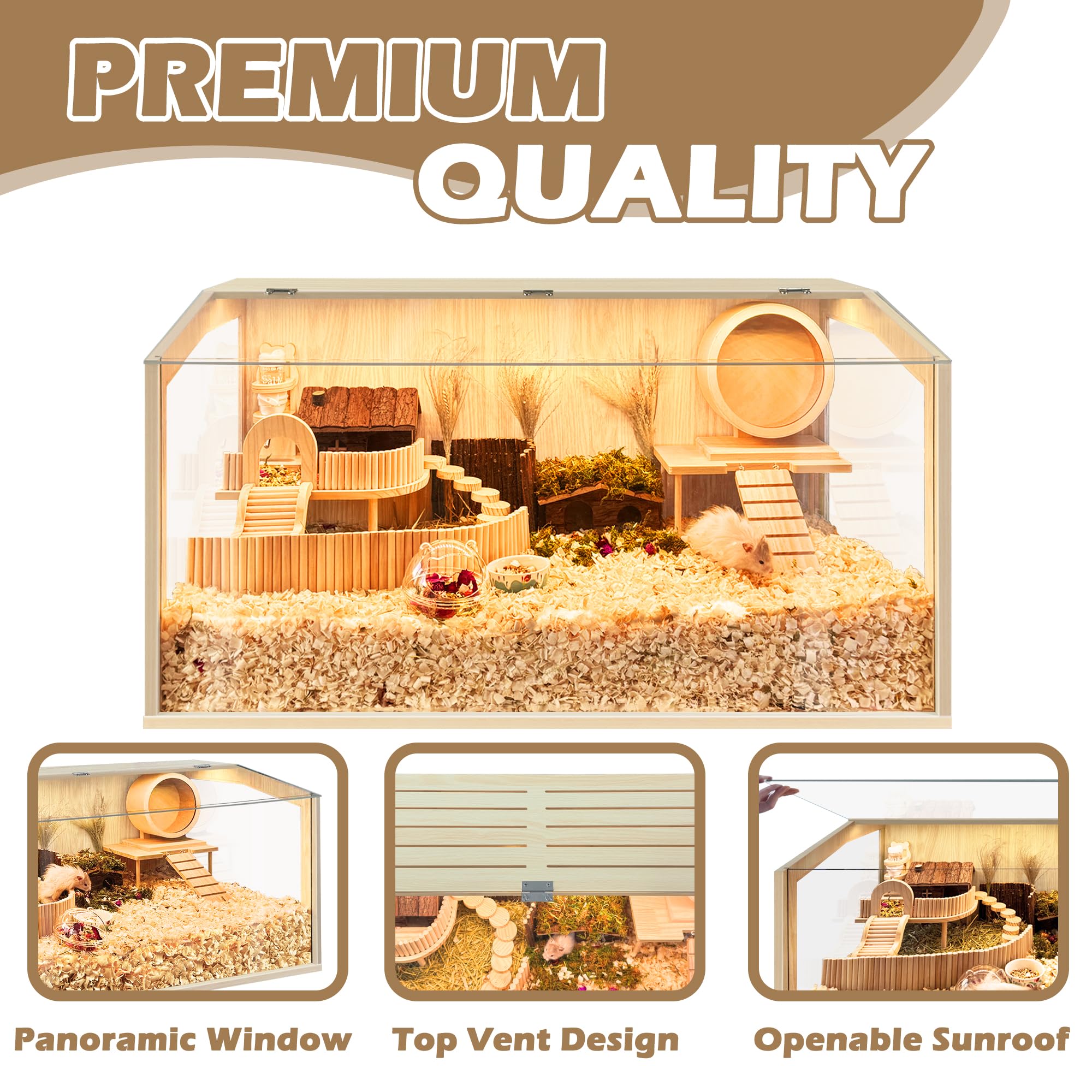 Hamster Cage Chewproof, Large Hamster Cages and Habitats, Openable Top with Acrylic Sheets, Solid Built