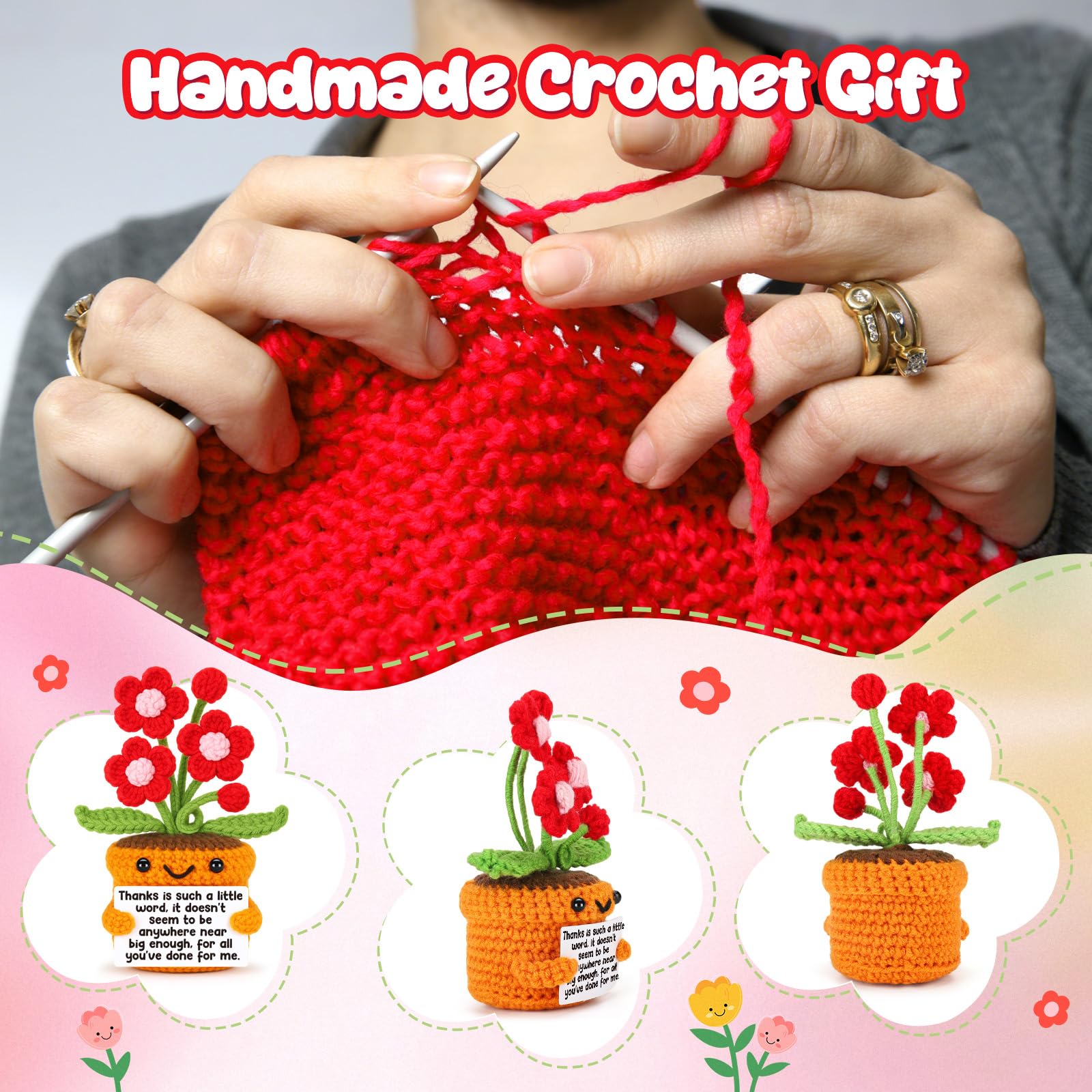 Agantree art Grandma Gifts for Grandma Birthday from Granddaughter Grandson – I Love You Crochet Flower Decor Grandparents Day Christmas for Great Grandma Gigi Nana