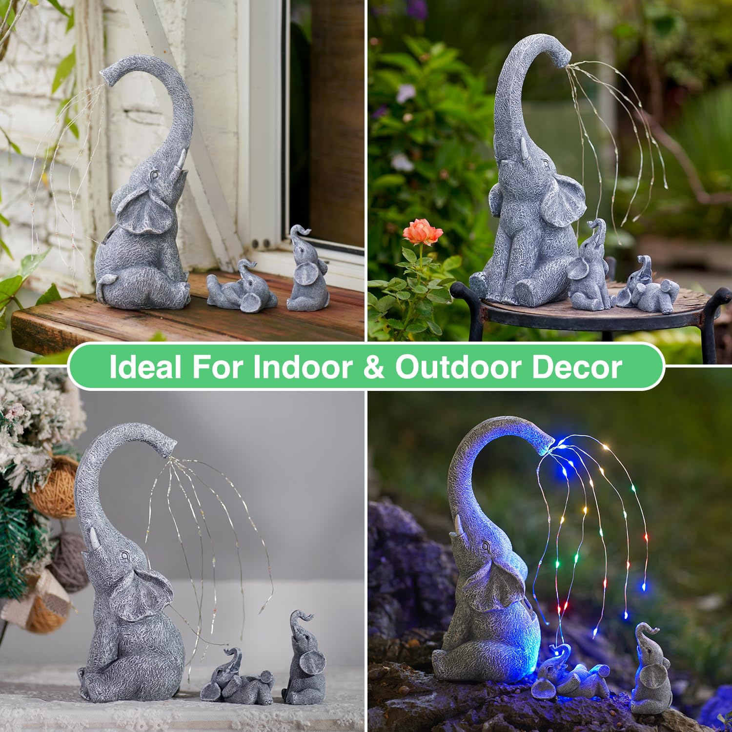 Goodeco Elephant Statue for Garden Decor with Gift Appeal - Ideal Gifts for Women, Mom or Birthdays, Beautifully Crafted Outdoor & Home Decor to Wow Your Guests (11" Elephant)