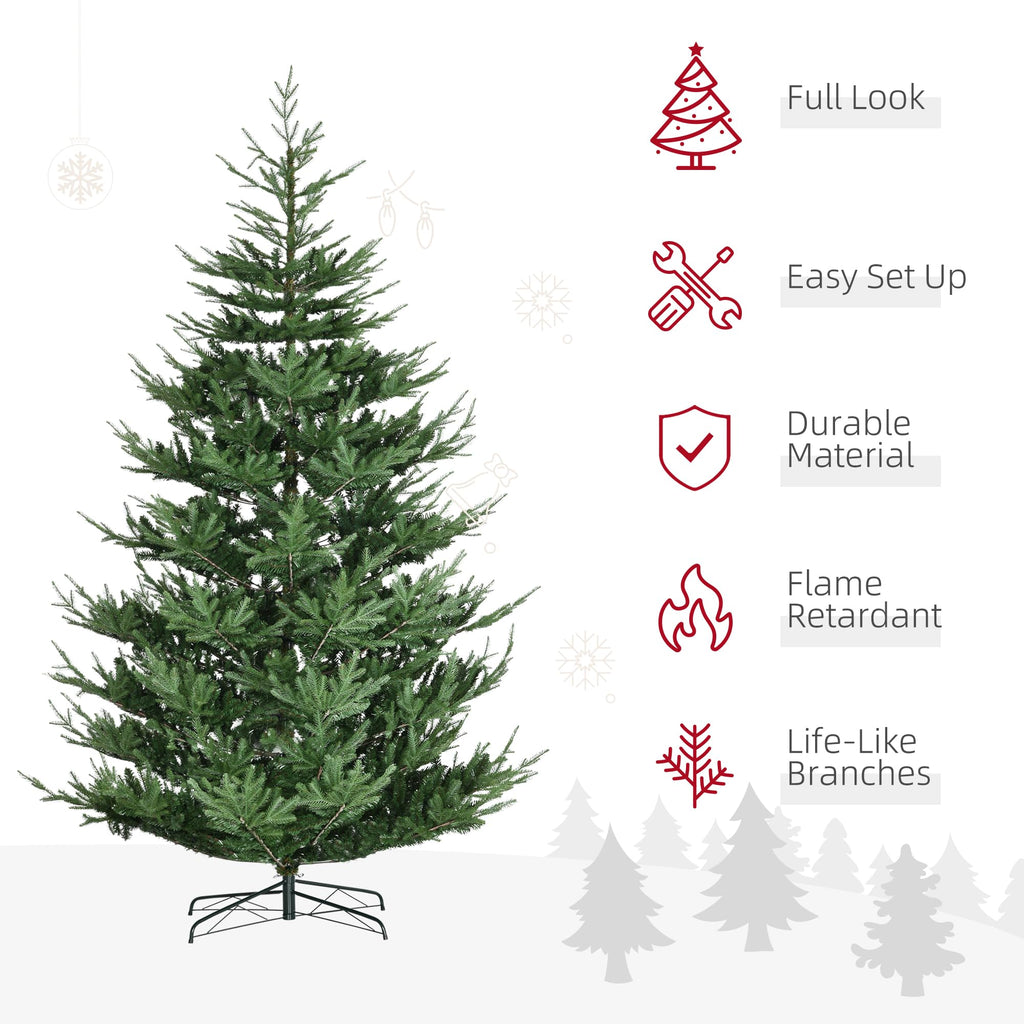 HOMCOM 7.5 Foot Artificial Christmas Tree, Nordic Pine Hinged Xmas Tree with 1218 Realistic Branches, Wide Steel Base, Auto Open, Green