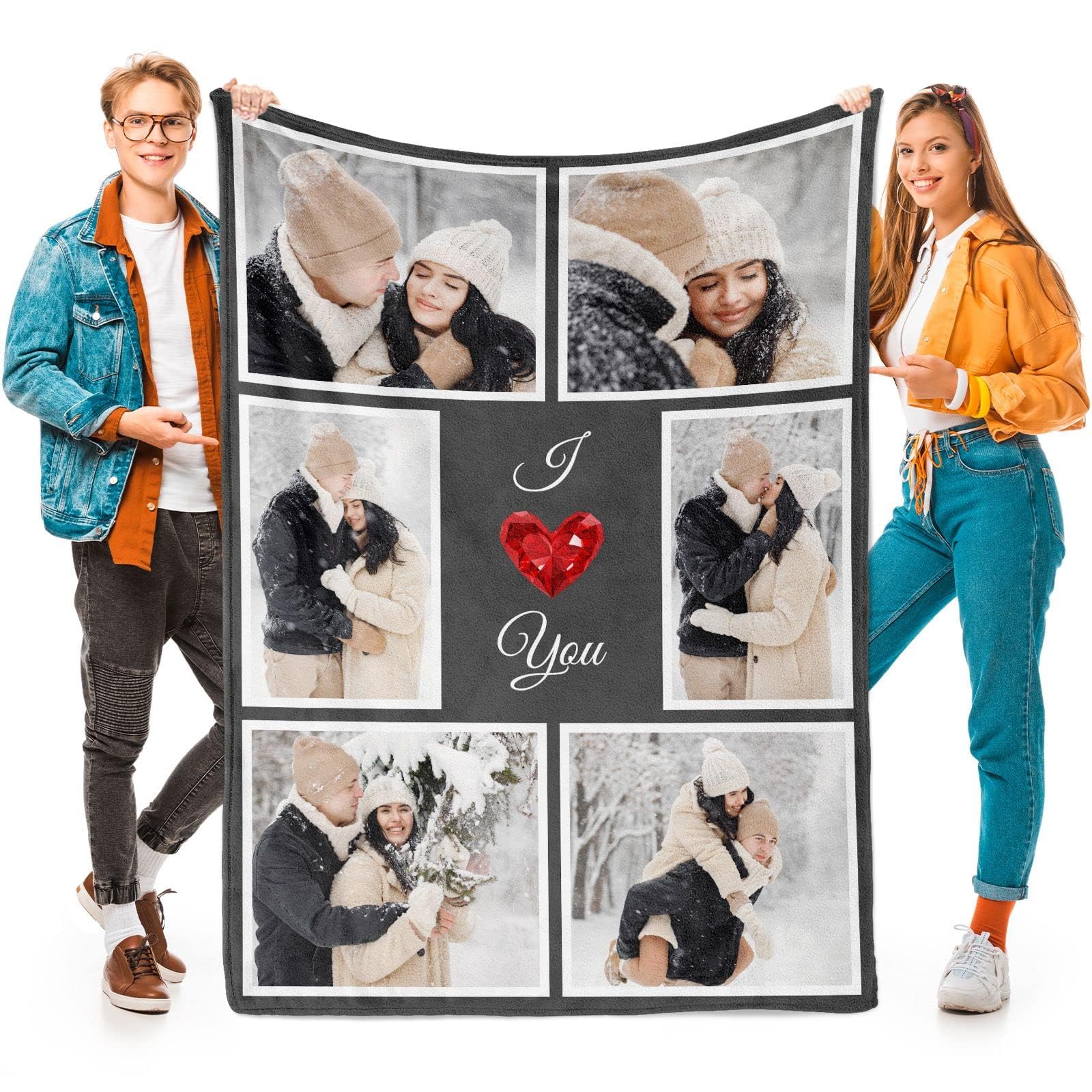 inkArts Custom Blanket Throws with Photos Text Personalized with Picture Customizable, Customize for Mom, Dad, Couple, Girlfriend, Boyfriend, Husband & Wife