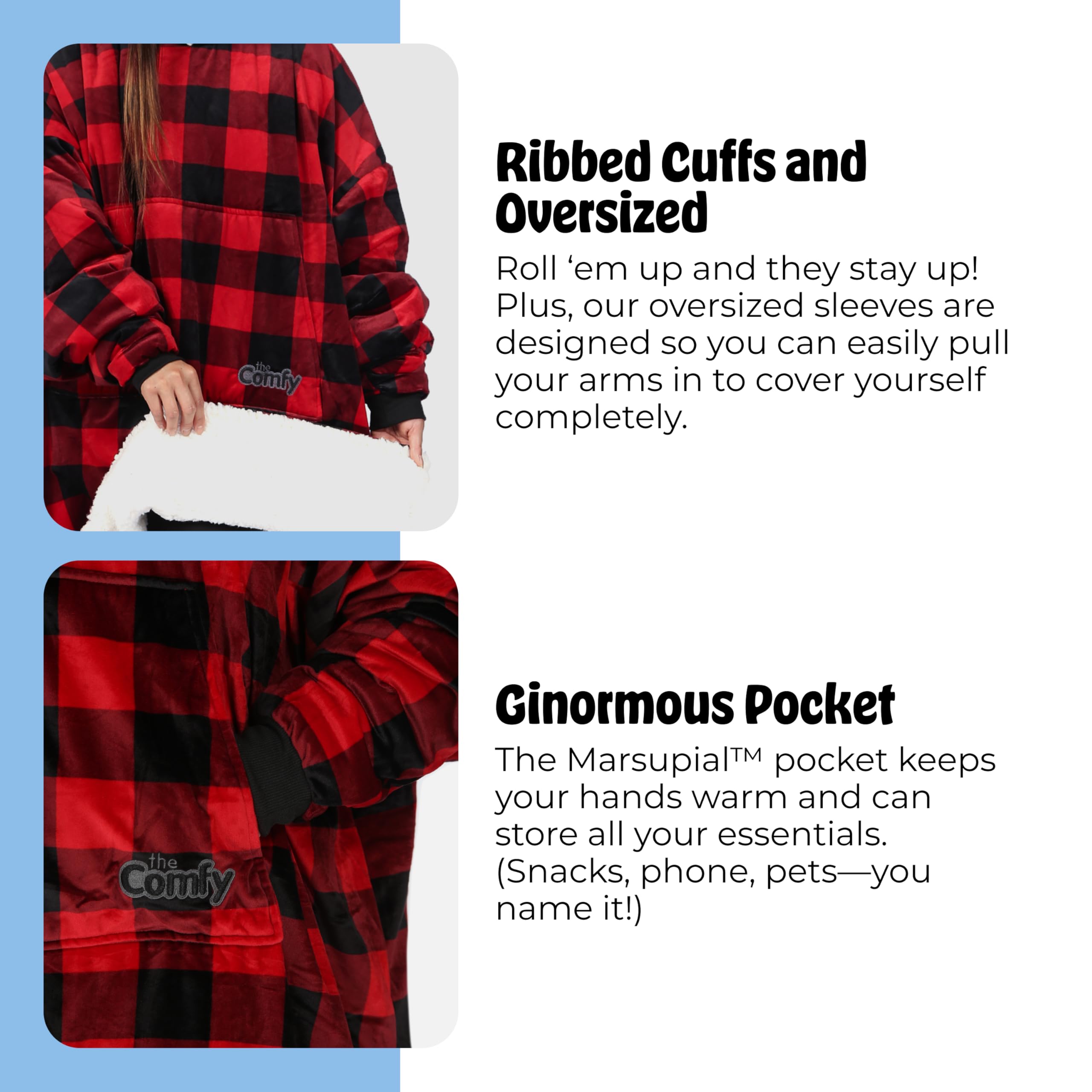 THE COMFY Original | From Shark Tank | Patented | Oversized Sherpa Wearable Blanket Hoodie| Gift for Women & Men | One Size