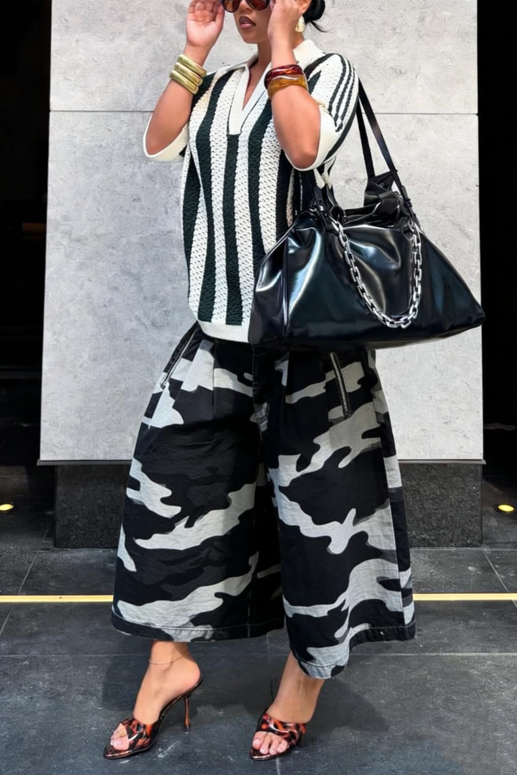 Unybwonn Women Baggy Cargo Jeans Camo Army Fatigue Wide Leg Harem Cropped Denim Pants Plus Size Camouflage Jean Trousers