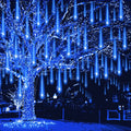 Weepong Halloween Lights Outdoor, Meteor Shower Christmas Lights for Halloween Decorations, 8 Tube 192 LED Snow Falling Rain Icicle String Light for Xmas Christmas Decor Tree Party, UL Plug Green