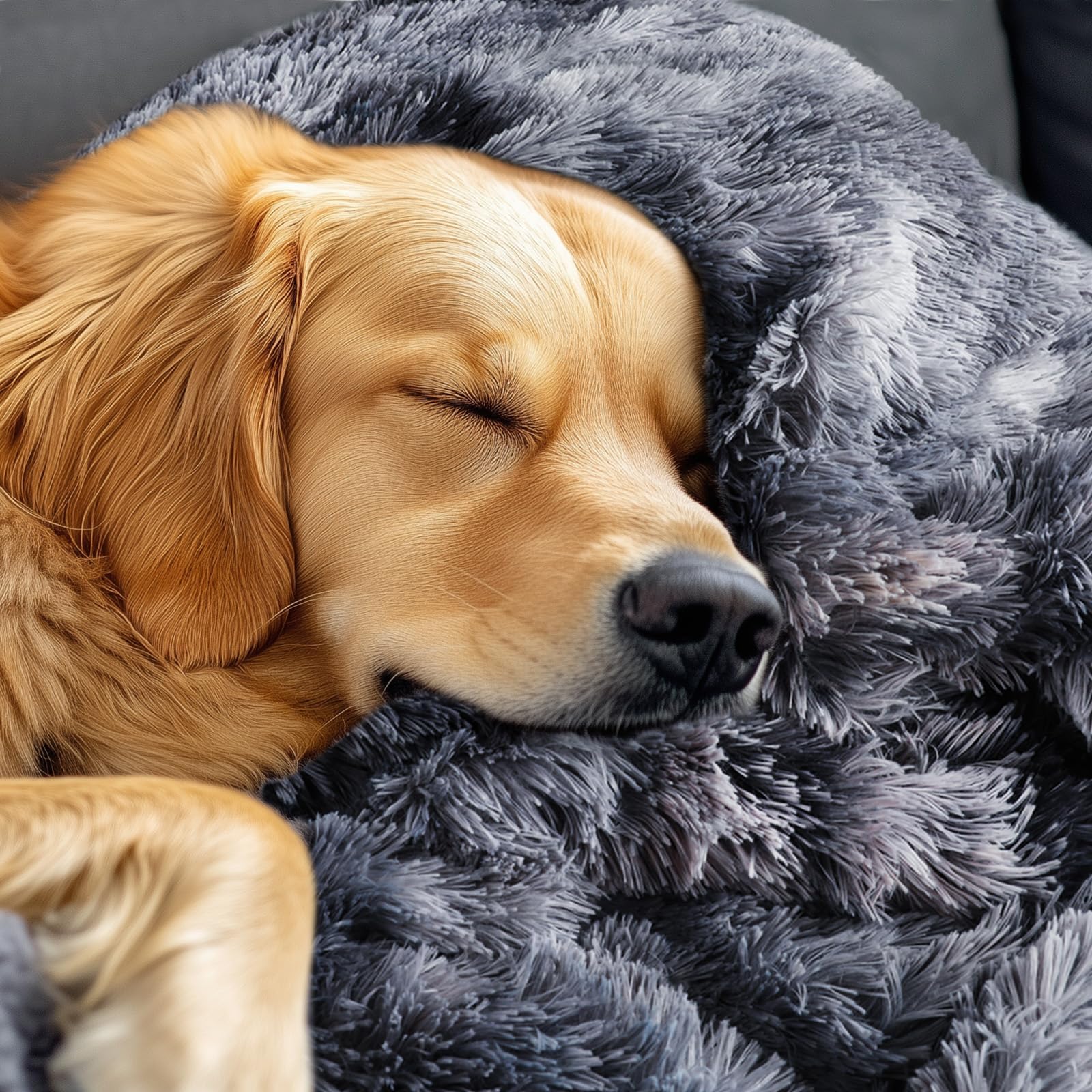Luciphia Large Waterproof Dog Blanket for Pet Washable Liquid Proof Bed Intimacy Protection Shaggy Plush Calming Long Faux Fur Couch Cover Calming Cat Throw Blankets, Tie-dye Grey, 50" x 60"