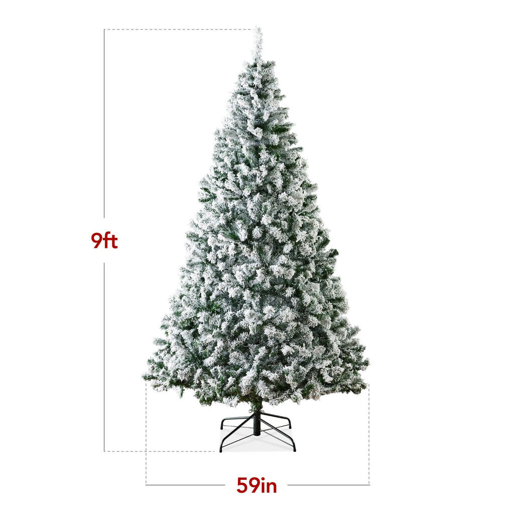 Best Choice Products Artificial Flocked Christmas Tree, 6ft Premium Unlit Pine Holiday Décor w/Full Branches, Metal Stand - Green