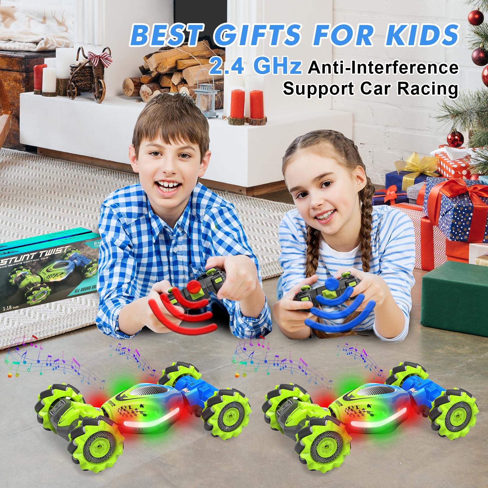 Fosgoit Gesture Sensing RC Stunt Car - Toys for 6-12 Years Old Boys Girls, 4WD Remote Control Car, Hand Controlled Car with Lights Music, Cool Birthday Gifts for Kids Age 6 7 8 9 10 11 12 Years Old