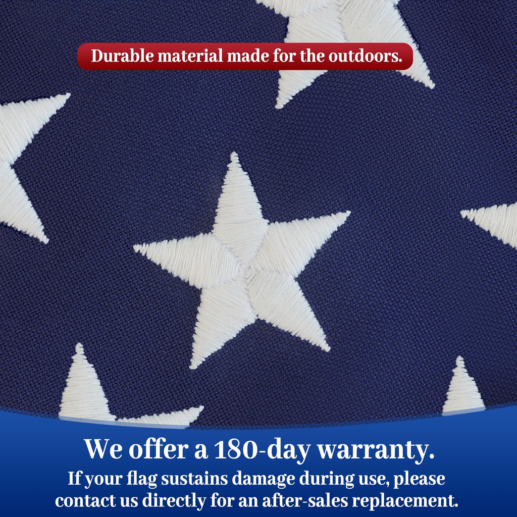 American Flag Durable Nylon 3x5 Ft Outdoor Heavy Duty,100% Nylon fabric made in the USA ,Longest Lasting Non Fading American Flags for Outside 3x5,Waterproof Embroidered American Flag, All Weather US Flags Use Outdoor High Wind,Tear Proof America Flag Sew