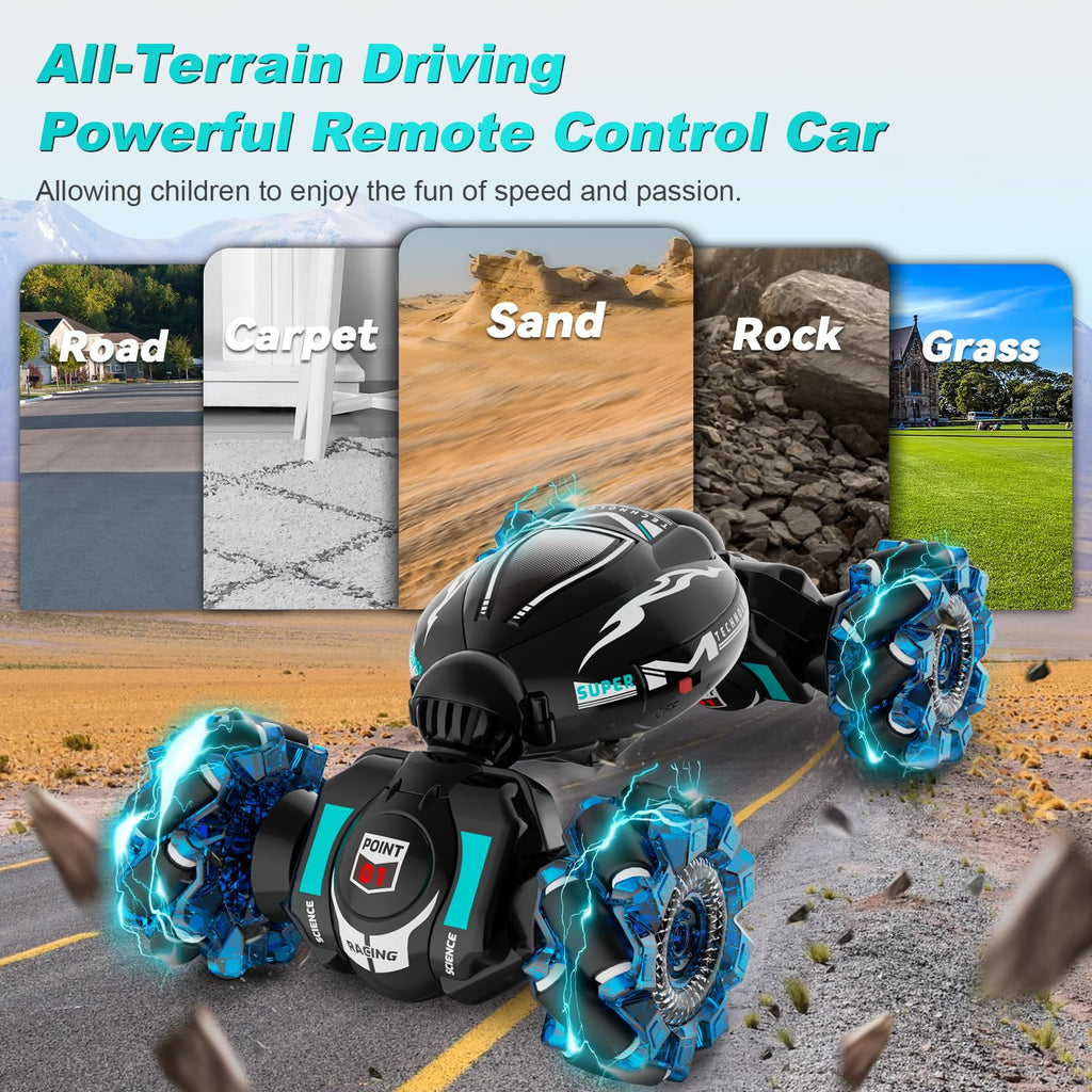 Fosgoit Gesture Sensing RC Stunt Car - Toys for 6-12 Years Old Boys Girls, 4WD Remote Control Car, Hand Controlled Car with Lights Music, Cool Birthday Gifts for Kids Age 6 7 8 9 10 11 12 Years Old