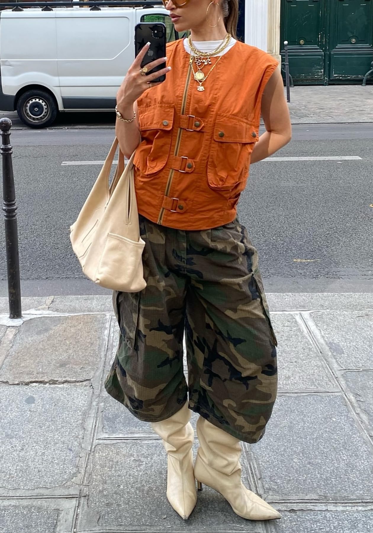 Unybwonn Women Baggy Cargo Jeans Camo Army Fatigue Wide Leg Harem Cropped Denim Pants Plus Size Camouflage Jean Trousers