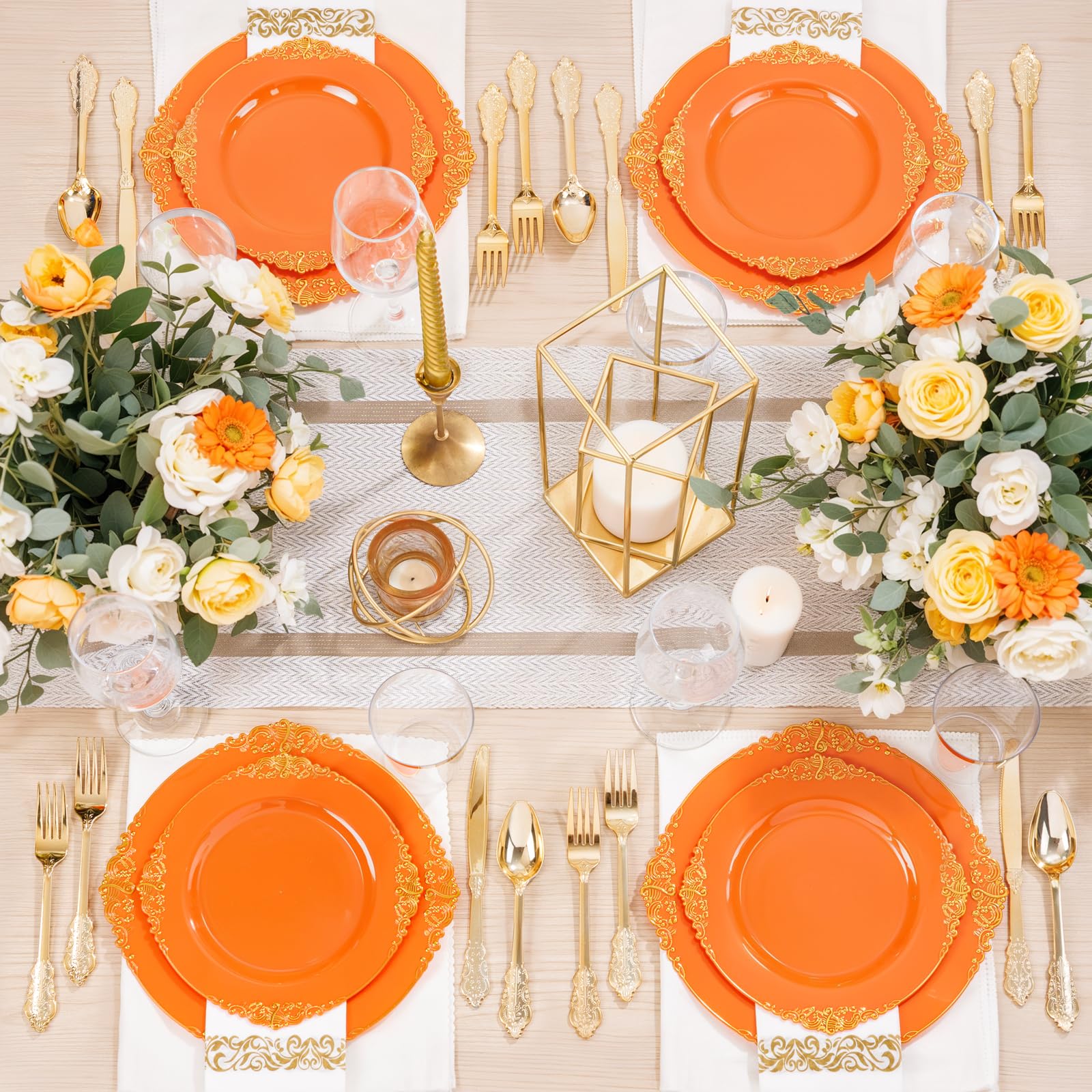 Nervure 175PCS Clear Blue Plastic Plates - Plastic Dinnerware Set Include 25Dinner Plates, 25Dessert Plates, 25Cups, 25Forks, 25Knives, 25Spoons, 25Napkins Perfect for Wedding & Party