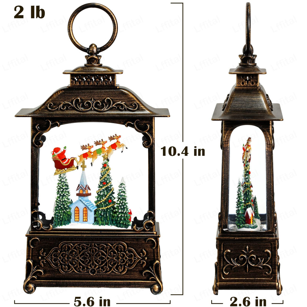 Snowman Christmas Snow Globe Lantern, Lighted Christmas Decorations for Home Candle Shaped Snow Lantern with Music Timer Glittering, Home Decor Festival Gife, USB & Battery Operated