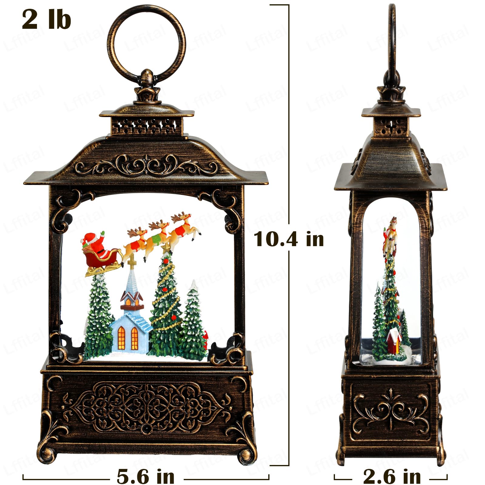 Snowman Christmas Snow Globe Lantern, Lighted Christmas Decorations for Home Candle Shaped Snow Lantern with Music Timer Glittering, Home Decor Festival Gife, USB & Battery Operated