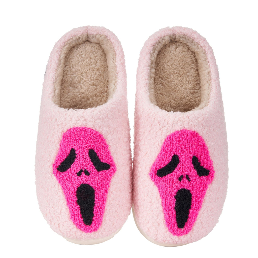 Halloween Slippers for Women Retro Soft Cozy Comfy Plush Lightweight Slip-on Indoor Outdoor Anti-Skid Sole Christmas House Shoes