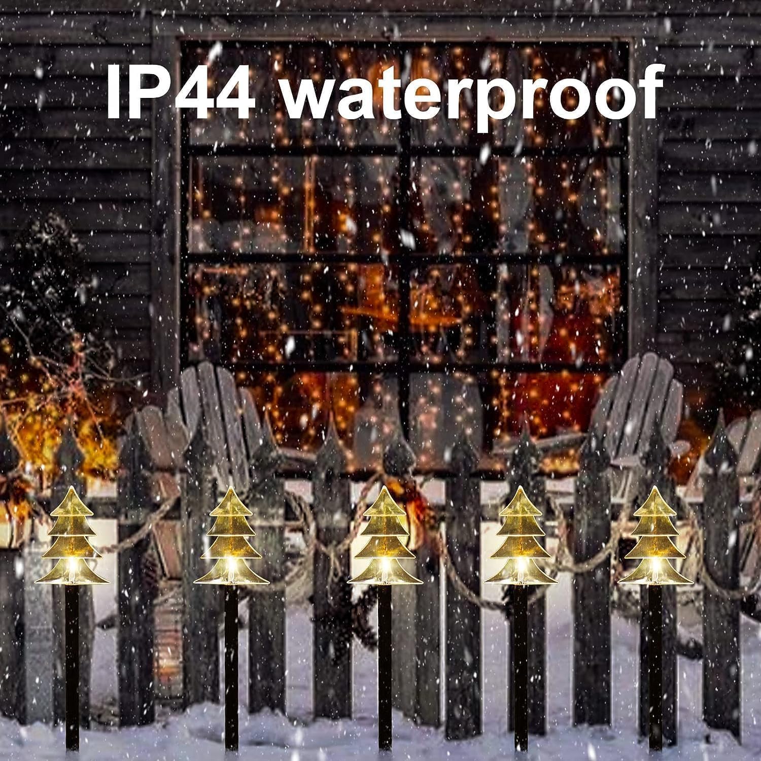 Outdoor Christmas Decorations, Solar Christmas Pathway Lights, Set of 5 Waterproof Landscape LED Lights for Yard Lawn Patio Walkway Decor