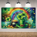 Happy St Patricks Day Photo Backdrop Rainbow Gold Coins Green Shamrock Lucky Clover Banner St. Patrick's Day Party Decorations and Supplies for Home-71×43''