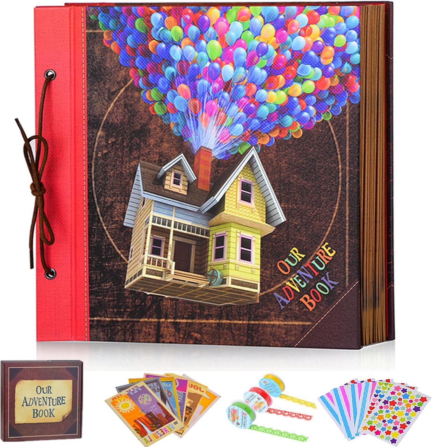 Our Adventure Book Retro Vintage, DIY Scrapbook Photo Album Travel Diary, Multipurpose Guestbook Memory Journal, Ideal Gift for Wedding Anniversary Travel Baby Friends Souvenir Keepsake