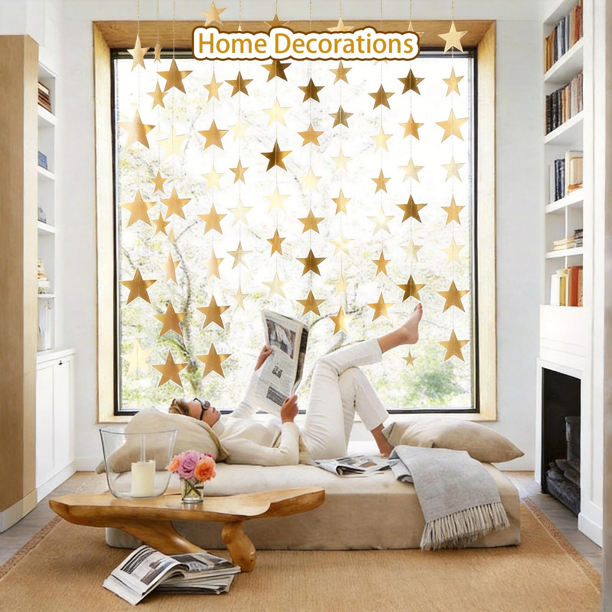 4th of July Decorations - Patriotic Star Garland | Red White Blue Streamers Banner - Fourth of July Decorations for Memorial Day ,250 Anniversary USA Merchandise Accessories Party Favors for Outdoor Indoor Home,4 Pack