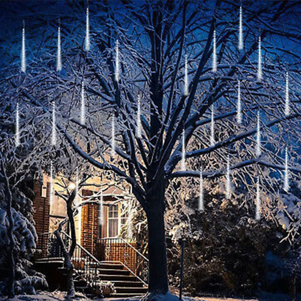 Meteor Outdoor Icicle Lights - 12 Inch, 288 LED, Snow Falling, Connectable, Red & Green, Xmas Wedding Party Tree Decor