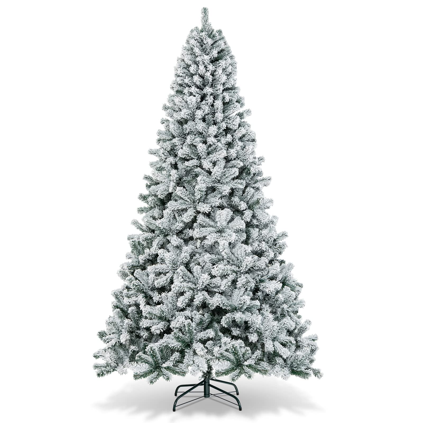 Goplus 7FT Pre-Lit Artificial Christmas Tree Auto-Spread/Close up Branches 11 Flash Modes with Multicolored 400 LED Lights & Metal Stand