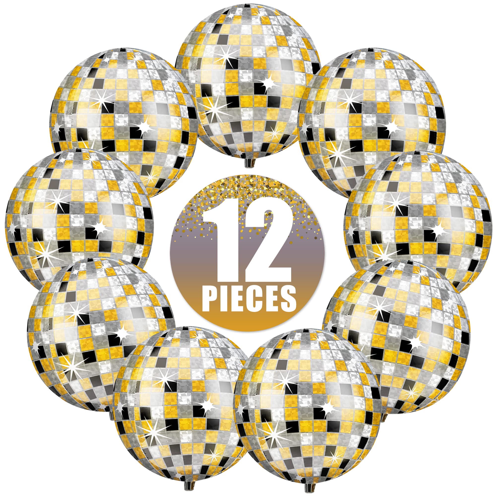 KatchOn, Large Gold Foil Balloons - 22 Inch, Pack of 12 | Gold Balloons for Graduation Decorations 2026 | Mylar Balloons for Anniversary, Wedding, Golden Birthday Party Decorations