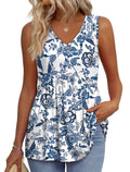 OFEEFAN Womens Tank Tops 2025 Flowy Peplum Tops for Women Dressy Sleeveless V Neck Babydoll Tank Tops