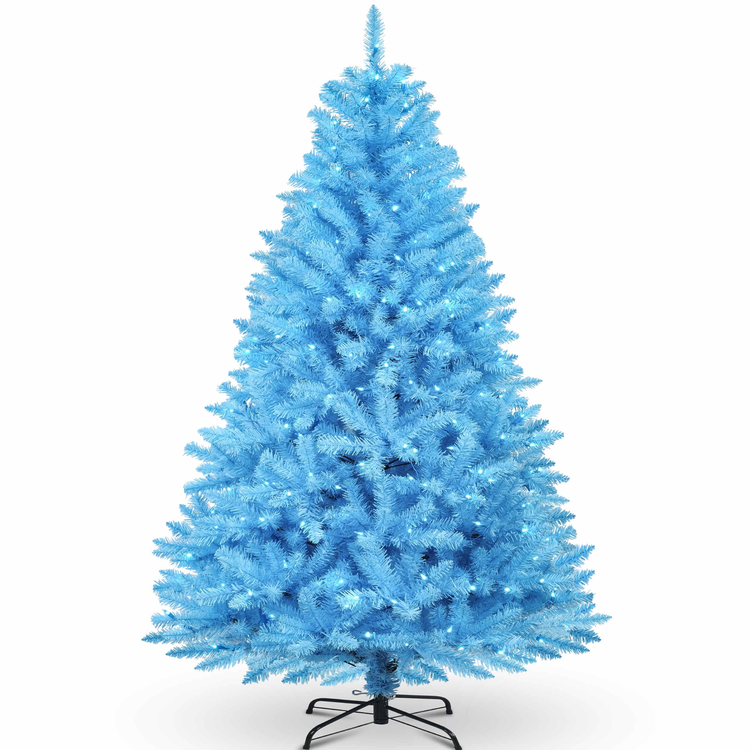 6.5ft Pre-lit Artificial Blue Christmas Tree with 300 LED Blue UL Listed String Lights (Blue)