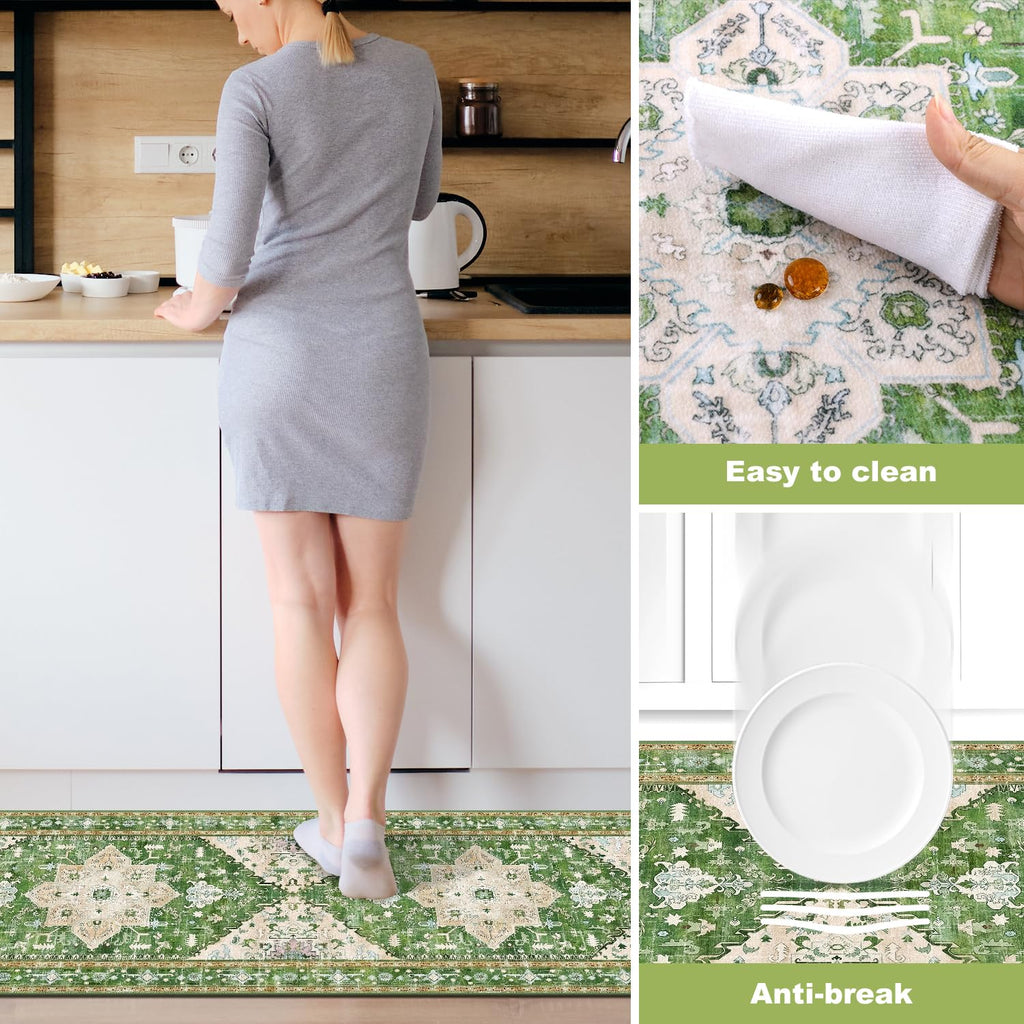 Yamaziot Christmas Kitchen Rugs Sets of 3, Non Slip Kitchen Mats for Floor with Rubber Backing, Holiday Christmas Snowflake Runner Rug Decor Home Decorations for Kitchen, Laundry Room, Hallway