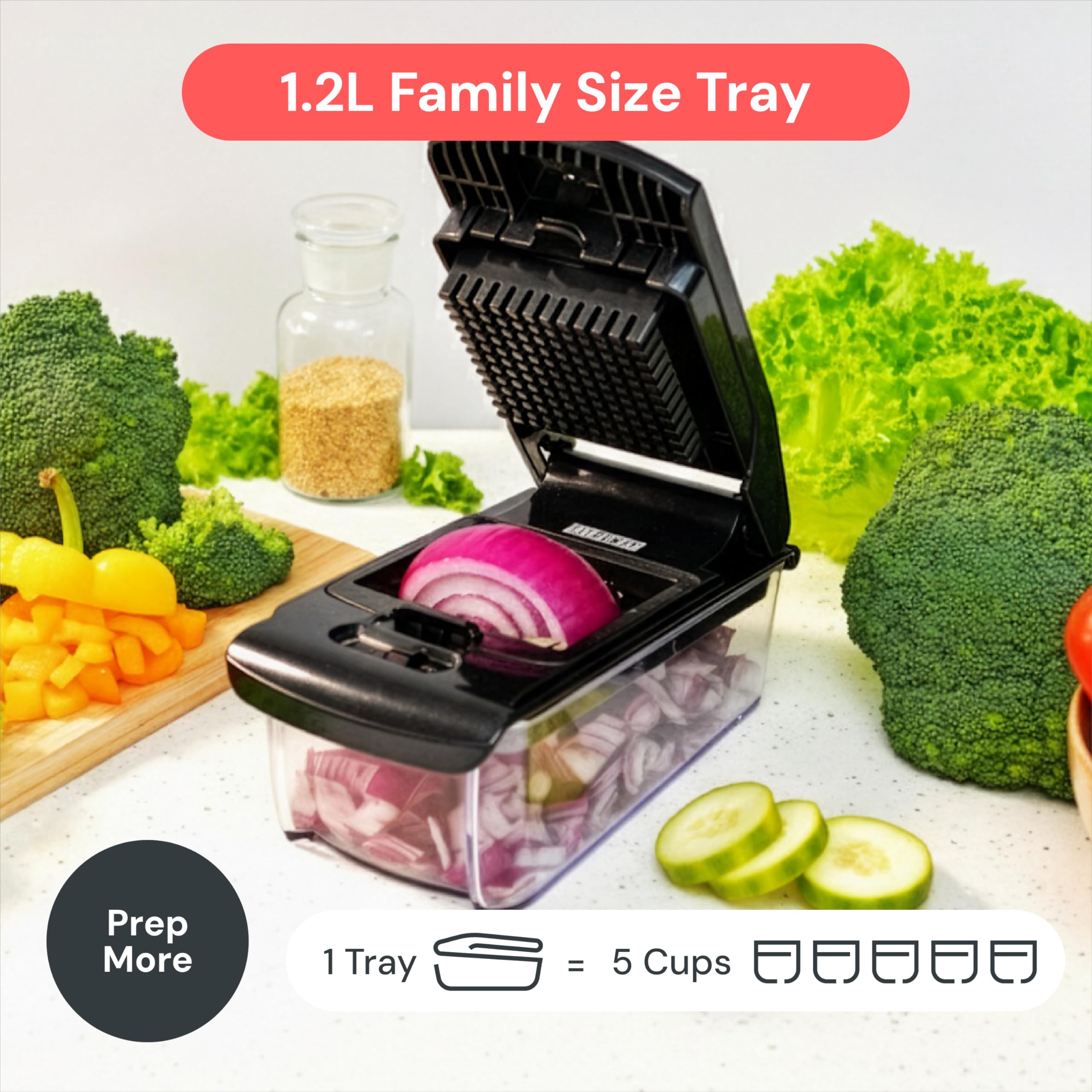 Fullstar The Original Pro Chopper - Vegetable Chopper and Spiralizer, Food Chopper with Container, Fruit Slicer, Kitchen Gadgets & Gifts, Home Essentials (4 in 1, White)