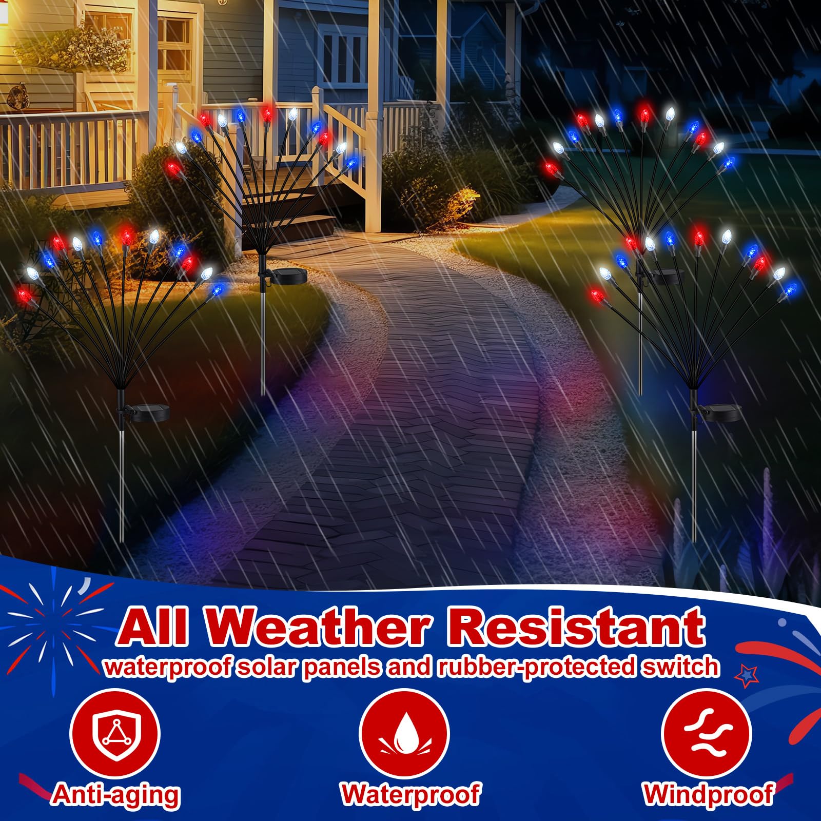 Rossesay 4 Pcs St Patricks Day Outdoor Decorations Solar Lights Waterproof Green 48 LED Swaying Pathway Firefly Stake Lights for Outside Yard Garden Lawn Decorations(Green White,Pine Cone)