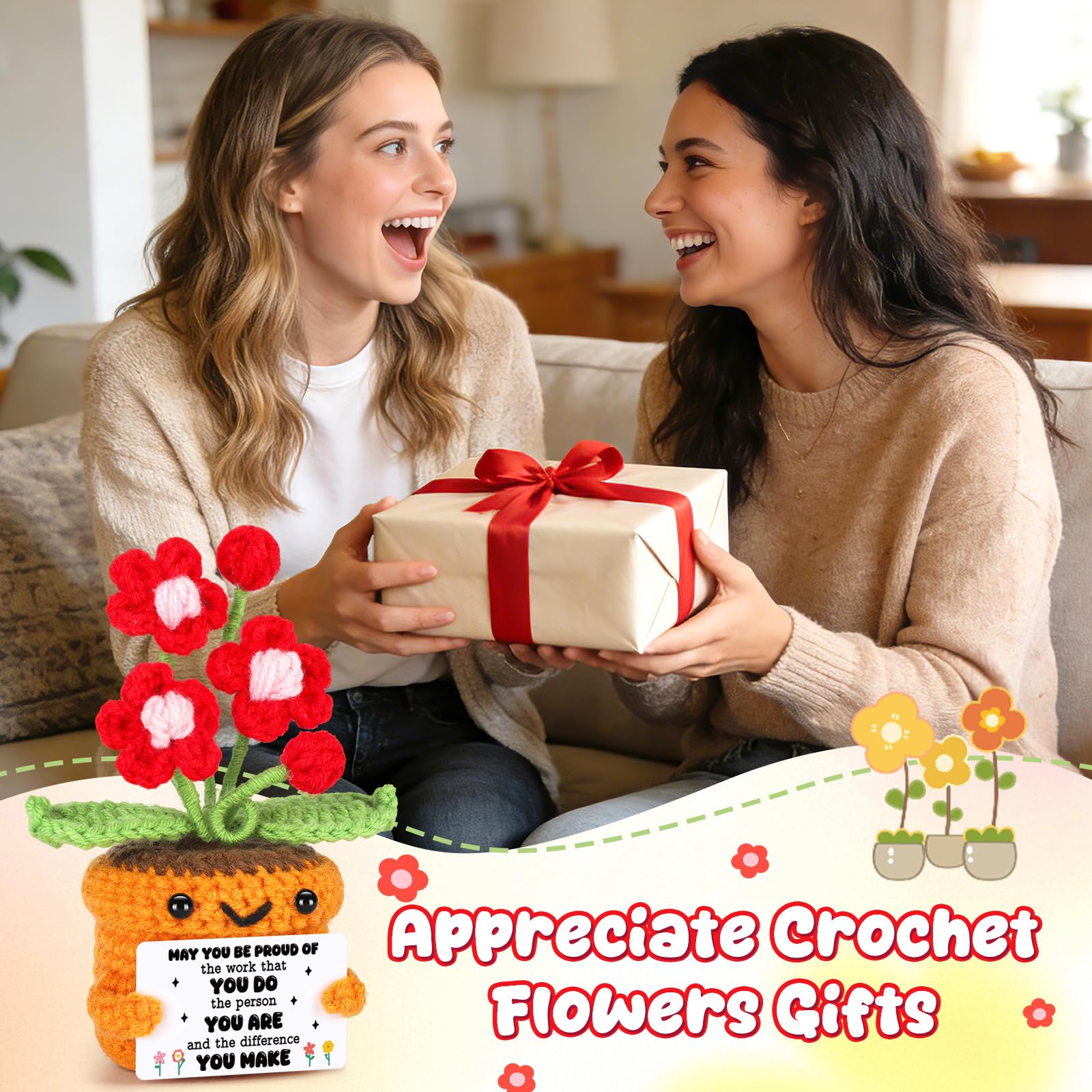 Agantree art Grandma Gifts for Grandma Birthday from Granddaughter Grandson – I Love You Crochet Flower Decor Grandparents Day Christmas for Great Grandma Gigi Nana