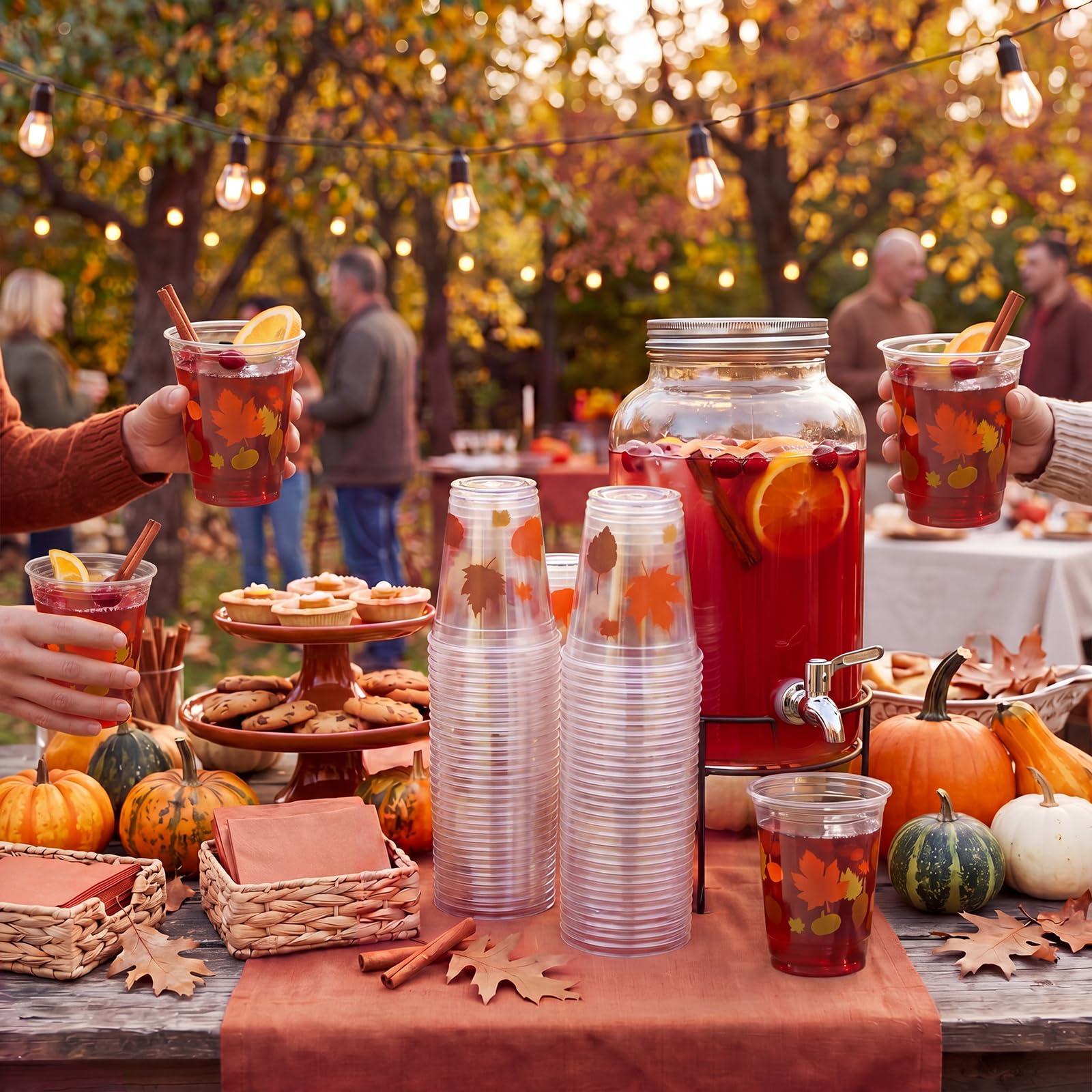 Uiifan 45 Pcs Fall Pumpkin Cups Bulk 16oz Fall Party Supplies Thanksgiving Disposable Plastic Drinking Cups Pumpkin Maple Leaf Decoration for Autumn Harvest Wedding Party Supplies
