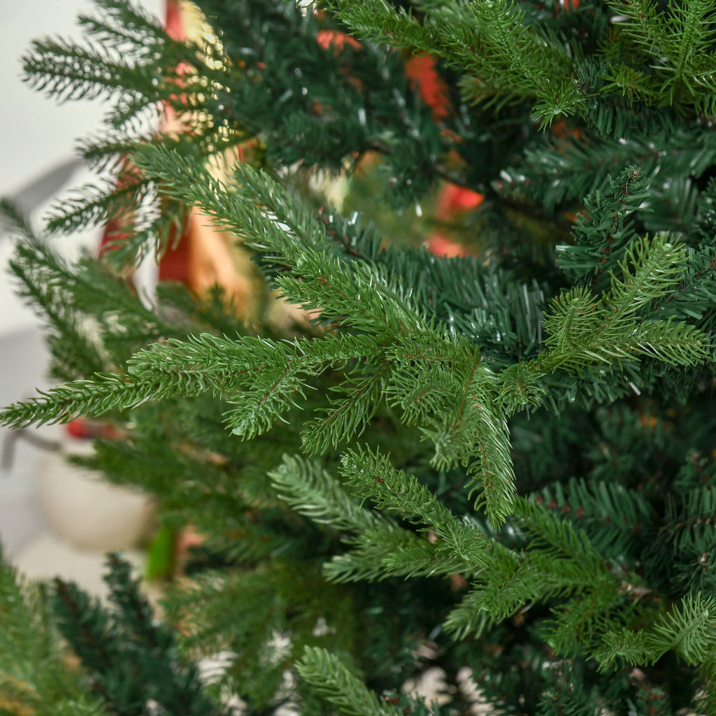HOMCOM 7.5 Foot Artificial Christmas Tree, Nordic Pine Hinged Xmas Tree with 1218 Realistic Branches, Wide Steel Base, Auto Open, Green
