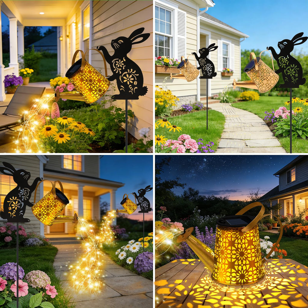 Solar Watering Can Lights, Cat Hanging Lantern Solar Lights Outdoor, Cat Lover Gifts for Mom Women Birthday Mother's Day Christmas, Waterproof Garden Decor Outside Patio Yard Pathway Backyard