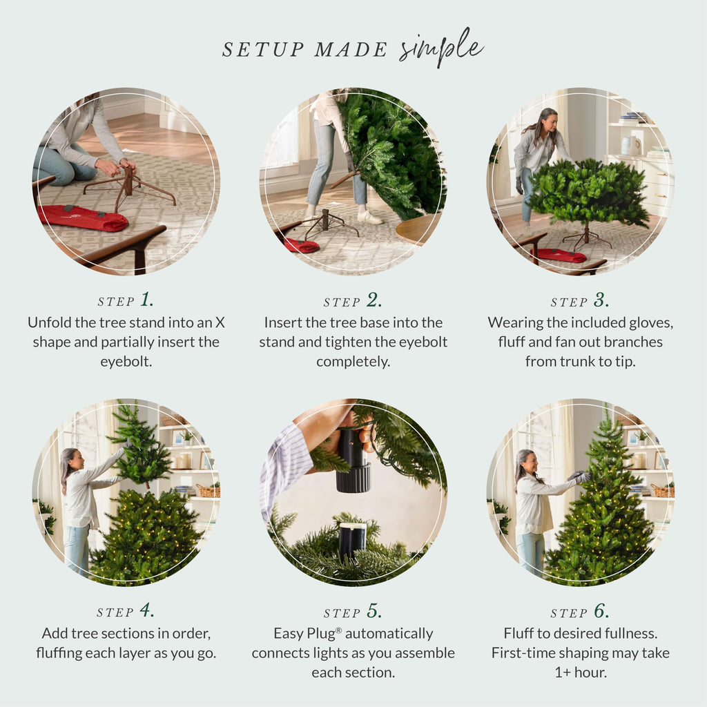 Balsam Hill 7.5ft Pre-Lit Classic Blue Spruce - Artificial Christmas Tree with 2,960+ Tips, 1,000 Clear LED Lights, Easy Plug Technology & Premium Stand for Indoor Holiday Decorating