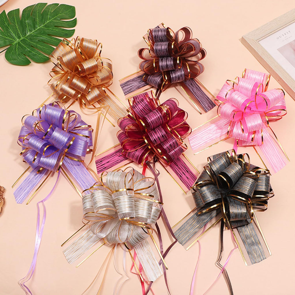 6 PCS Large Pull Bows, Gift Wrapping Bows, Gift Wrapping Ribbon Pull Bows Gift Bows for Wedding, Birthday, Christmas, Valentine's Day, Gift Baskets, Party, Presents Decor, Holiday Decor (Blue)