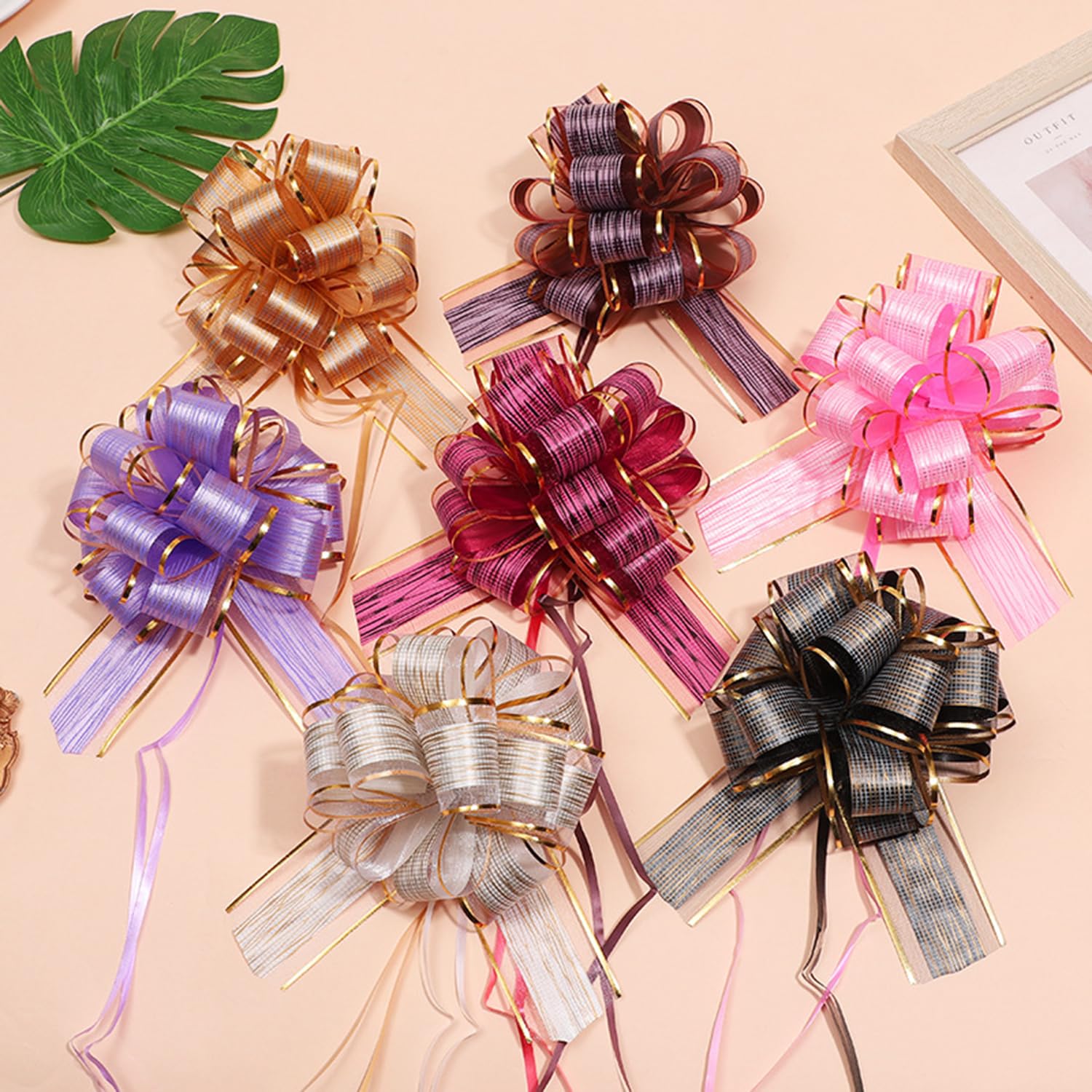 6 PCS Large Pull Bows, Gift Wrapping Bows, Gift Wrapping Ribbon Pull Bows Gift Bows for Wedding, Birthday, Christmas, Valentine's Day, Gift Baskets, Party, Presents Decor, Holiday Decor (Blue)