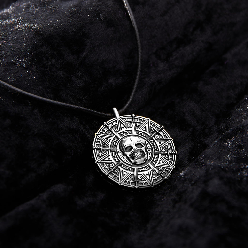 Spooktacular Creations Halloween Pirate Coin Necklace Pirate Skull Necklace Accessories for Men Women Halloween Cosplay, Pirates Costume, Halloween Dress Up Party Favors