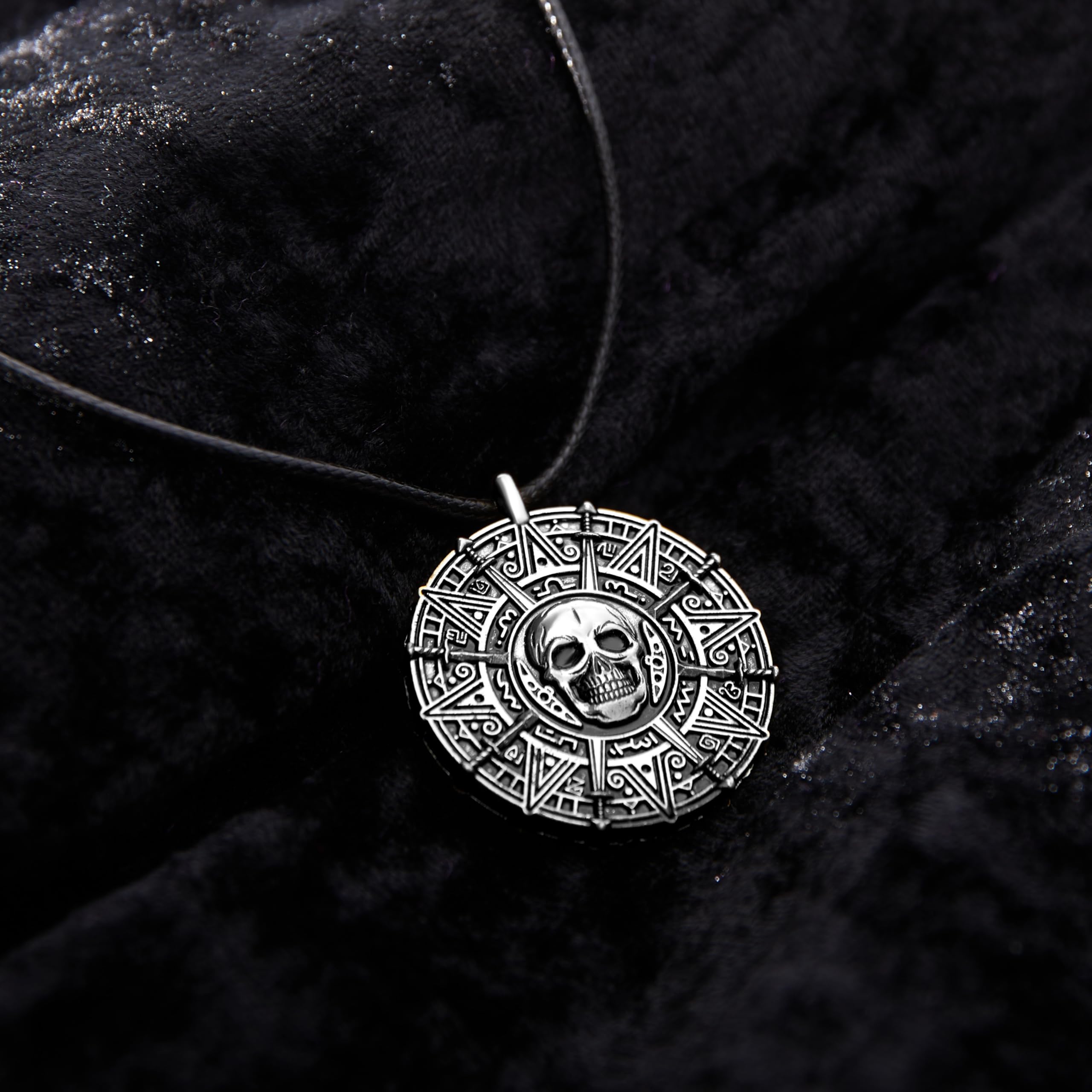 Spooktacular Creations Halloween Pirate Coin Necklace Pirate Skull Necklace Accessories for Men Women Halloween Cosplay, Pirates Costume, Halloween Dress Up Party Favors
