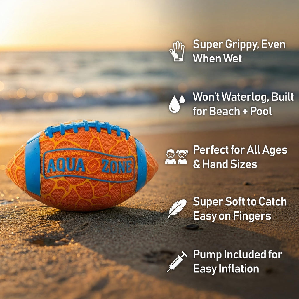 Water Football for Pool & Beach - Best Pool Toys for Kids All Ages - Easy Grip & Soft to Catch Footballs - Fun Outdoor Sports Beach Toys - Pool Gifts for Kids 5 6 7 8 9 10 11 12 + Year Old Boy & Girl