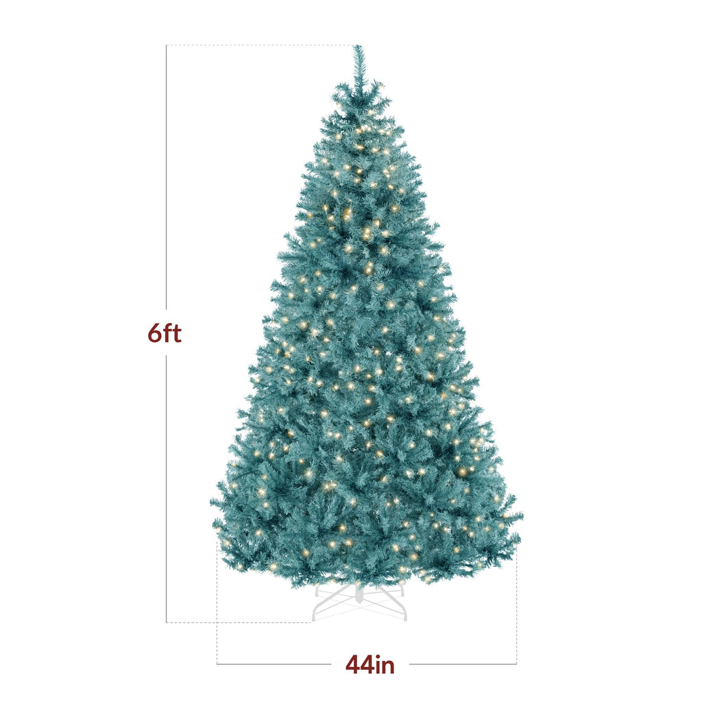Best Choice Products White Christmas Tree 6ft Pre-Lit Artificial Pine Tree Premium Holiday Decoration w/Warm White Lights, Stand, Easy Assembly