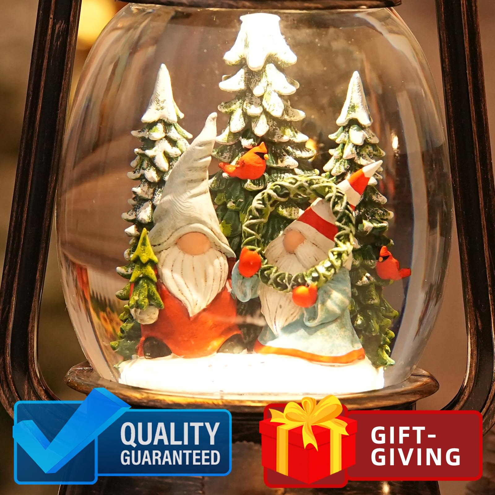 Snow Globe Christmas Decorations Indoor, Santa Claus Lighted Musical Christmas Snow Globes Lantern with Glitter & 6H Timer, Santa Claus Christmas Decorations for Home