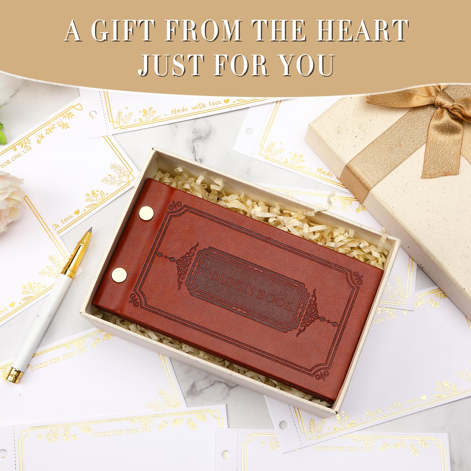 Love Coupons for Him – 30 Blank Personalized Coupons | Romantic Valentines Gifts for Him, Thoughtful Valentines Day Gifts for Husband, Cute Vday Gift for Boyfriend (Ruby Red)