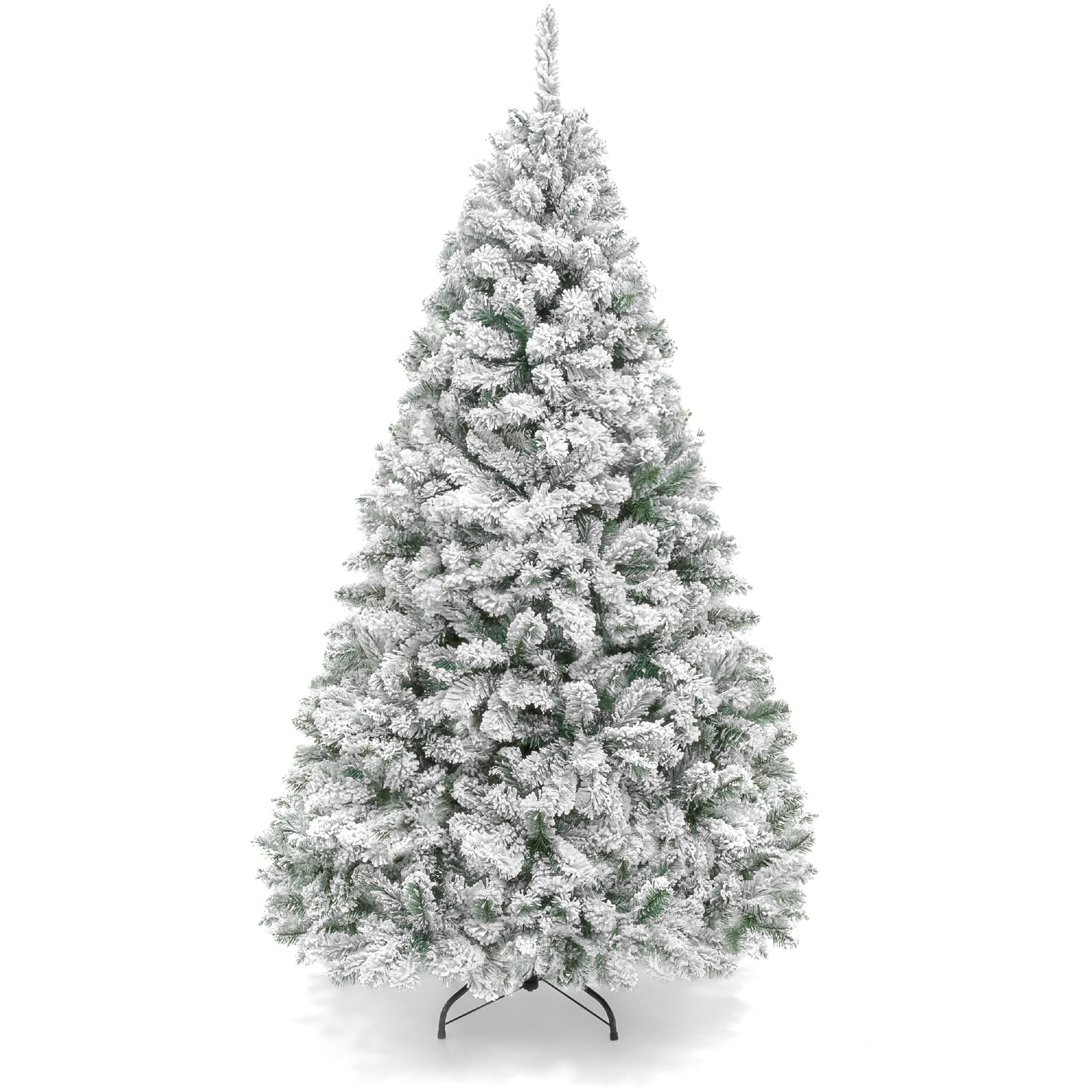 Best Choice Products Artificial Flocked Christmas Tree, 6ft Premium Unlit Pine Holiday Décor w/Full Branches, Metal Stand - Green