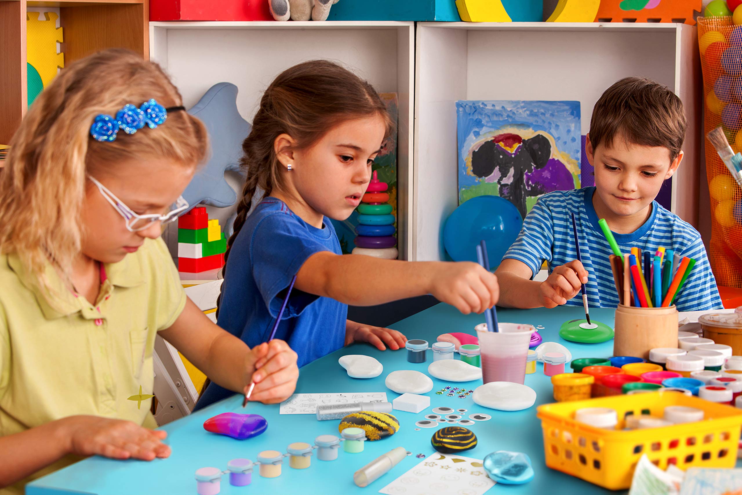 Dan&Darci Kids Rock Painting Kit - Glow in The Dark - Gifts Arts & Crafts for Boys and Girls Ages 6-12 - Craft Activities Kits - Creative Art Toys for 6, 7, 8, 9, 10, 11 & 12 Year Old Kid