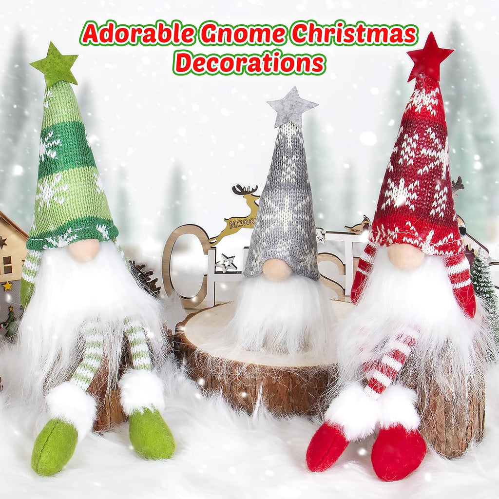 WEMEMORN Gnome Christmas Decorations Set of 6, Lighted Christmas Gnome Ornaments, Swedish Tomte Xmas Gnomes Plush Doll, Scandinavian Santa Christmas Ornaments Indoor Home Tree Tabletop Decoration
