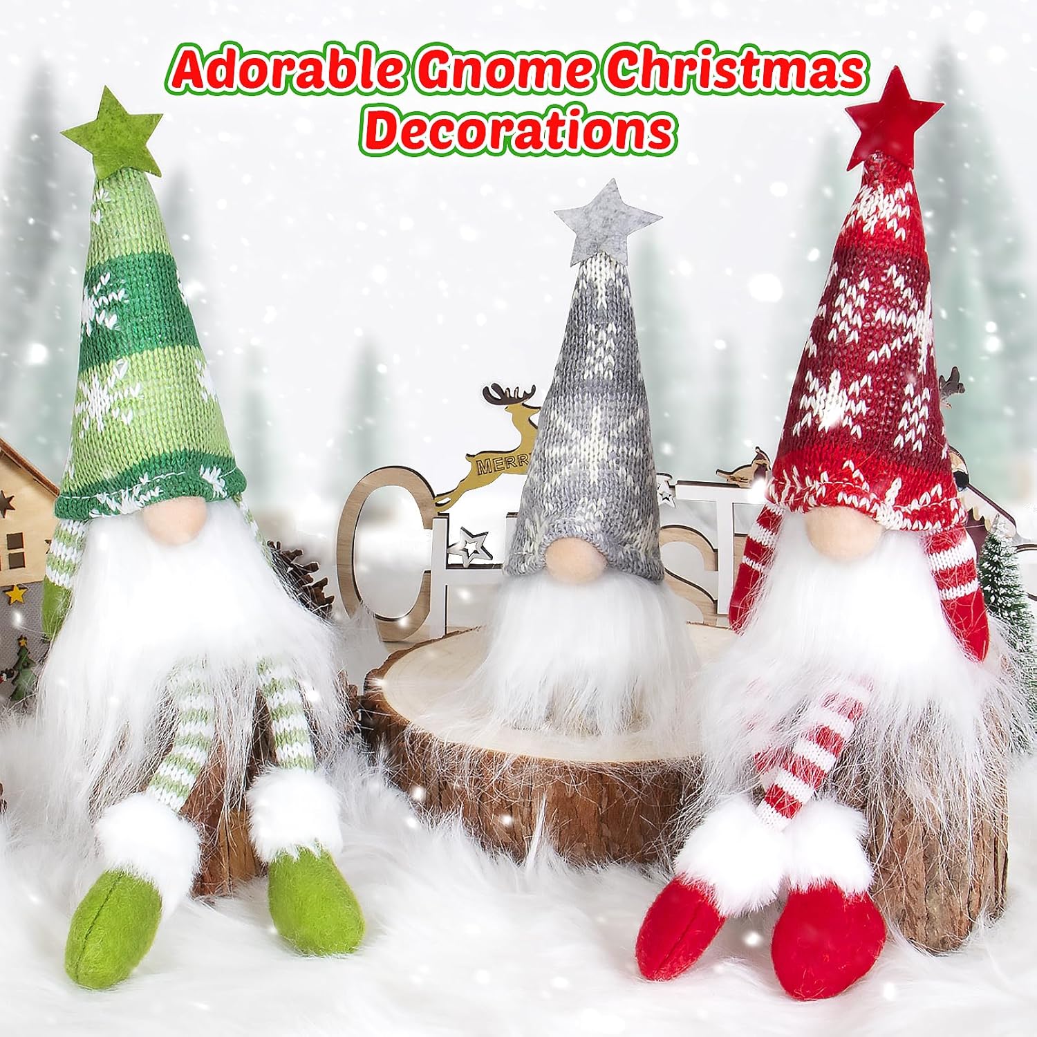 WEMEMORN Gnome Christmas Decorations Set of 6, Lighted Christmas Gnome Ornaments, Swedish Tomte Xmas Gnomes Plush Doll, Scandinavian Santa Christmas Ornaments Indoor Home Tree Tabletop Decoration