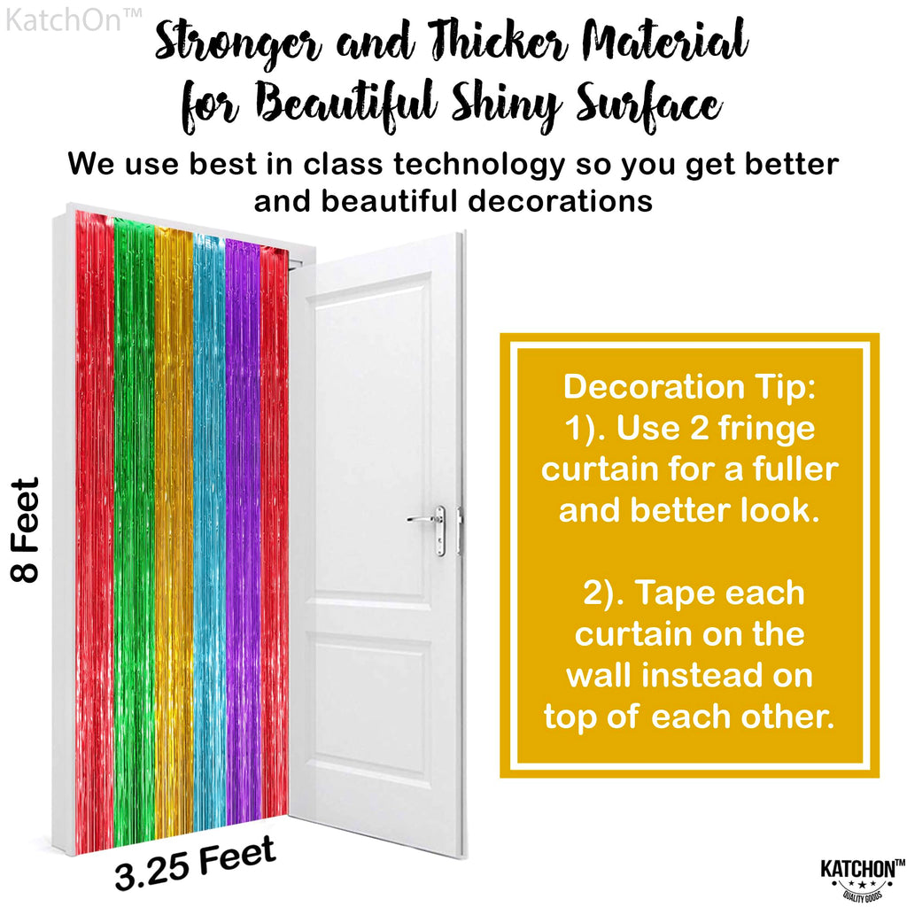 KatchOn, XtraLarge Gold Streamers Backdrop - 3.2x8 Feet, 2 Pcs | Gold Fringe Backdrop Curtain for Ramadan Decorations for Home, Casino, 50th Birthday Decoration | Graduation Decorations 2026