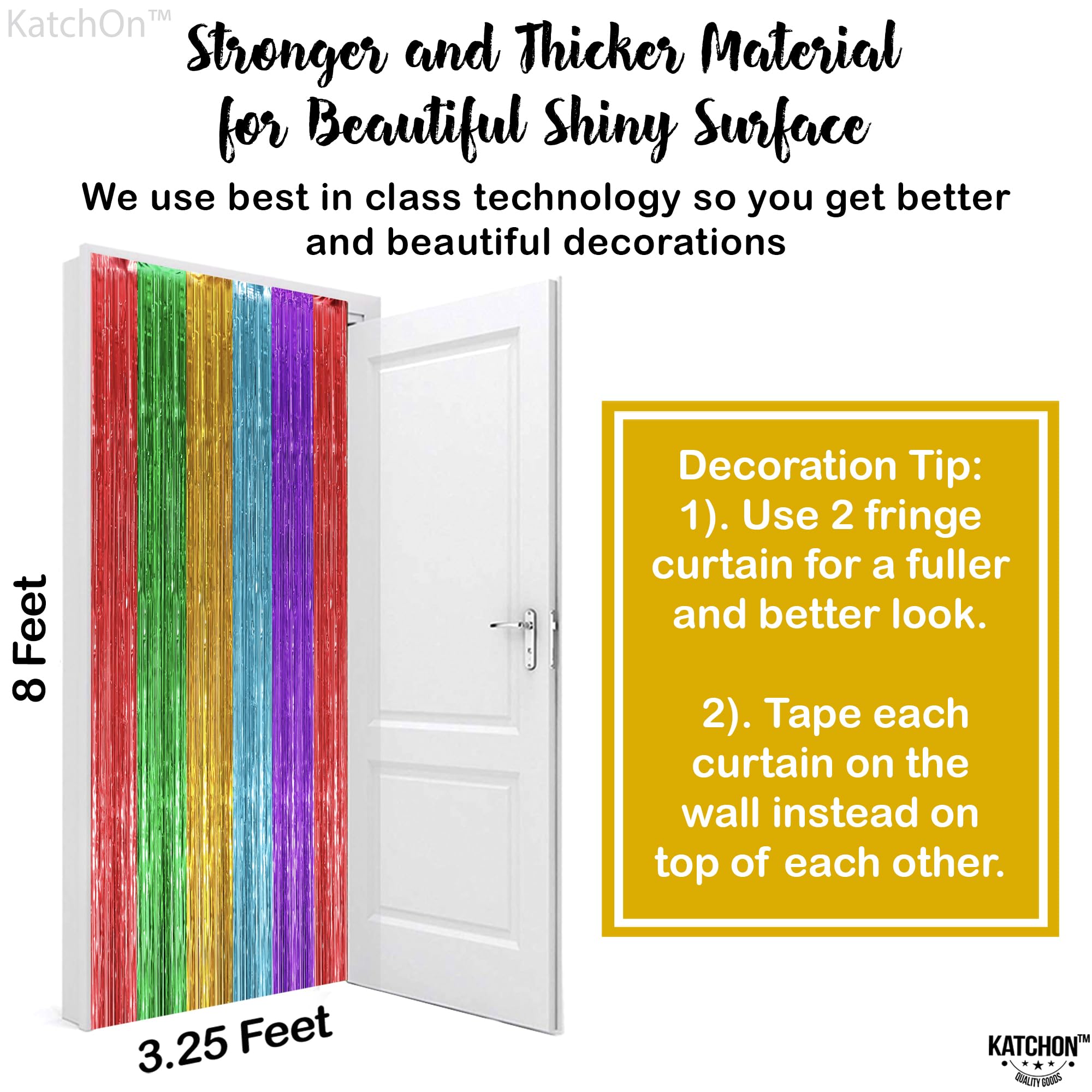 KatchOn, XtraLarge Gold Streamers Backdrop - 3.2x8 Feet, 2 Pcs | Gold Fringe Backdrop Curtain for Ramadan Decorations for Home, Casino, 50th Birthday Decoration | Graduation Decorations 2026