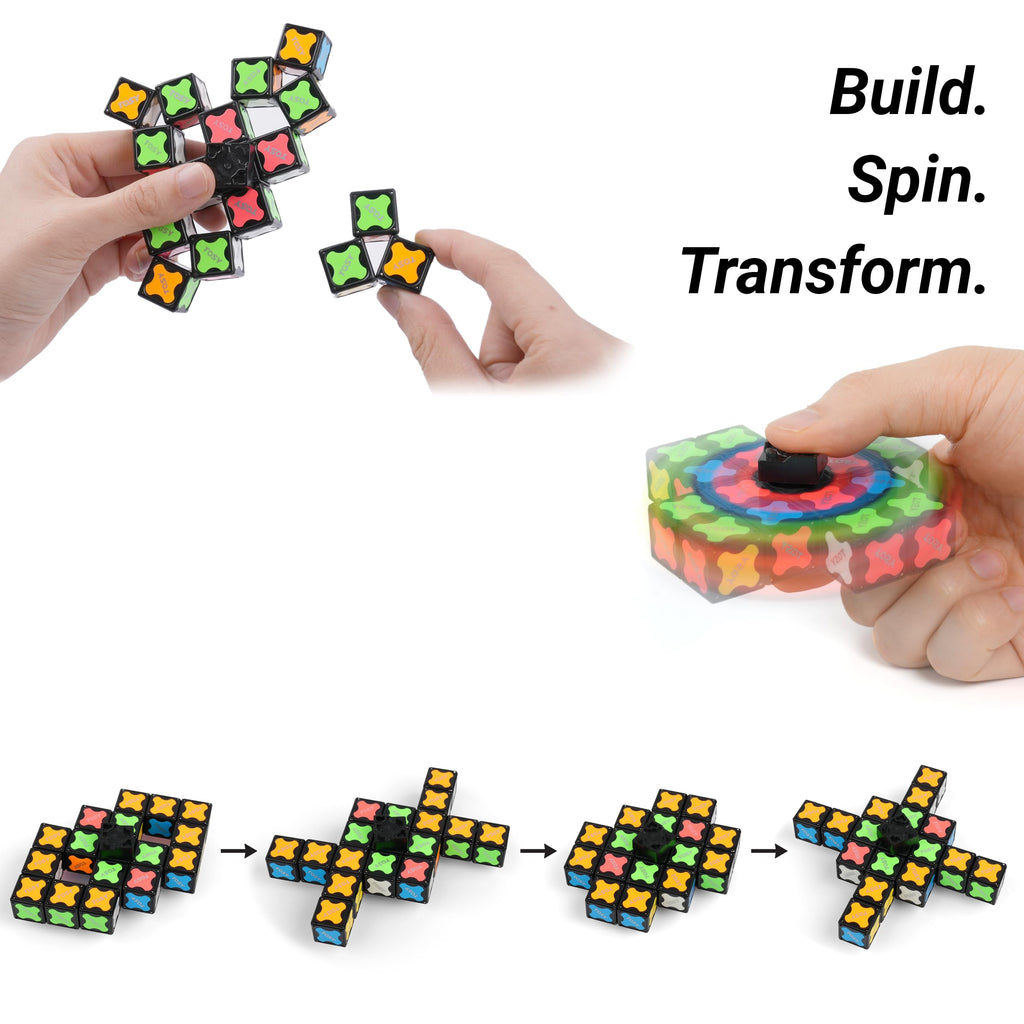 TOSY Magnet Fidget Spinner Mini - 8 Blocks, 3 in 1 Toy: Transformable Fidget Spinner, Infinity Cube, 2x2 Puzzle Cube, Easter Basket Stuffers for Kids/Adults, STEM Sensory Stress Relief Toy